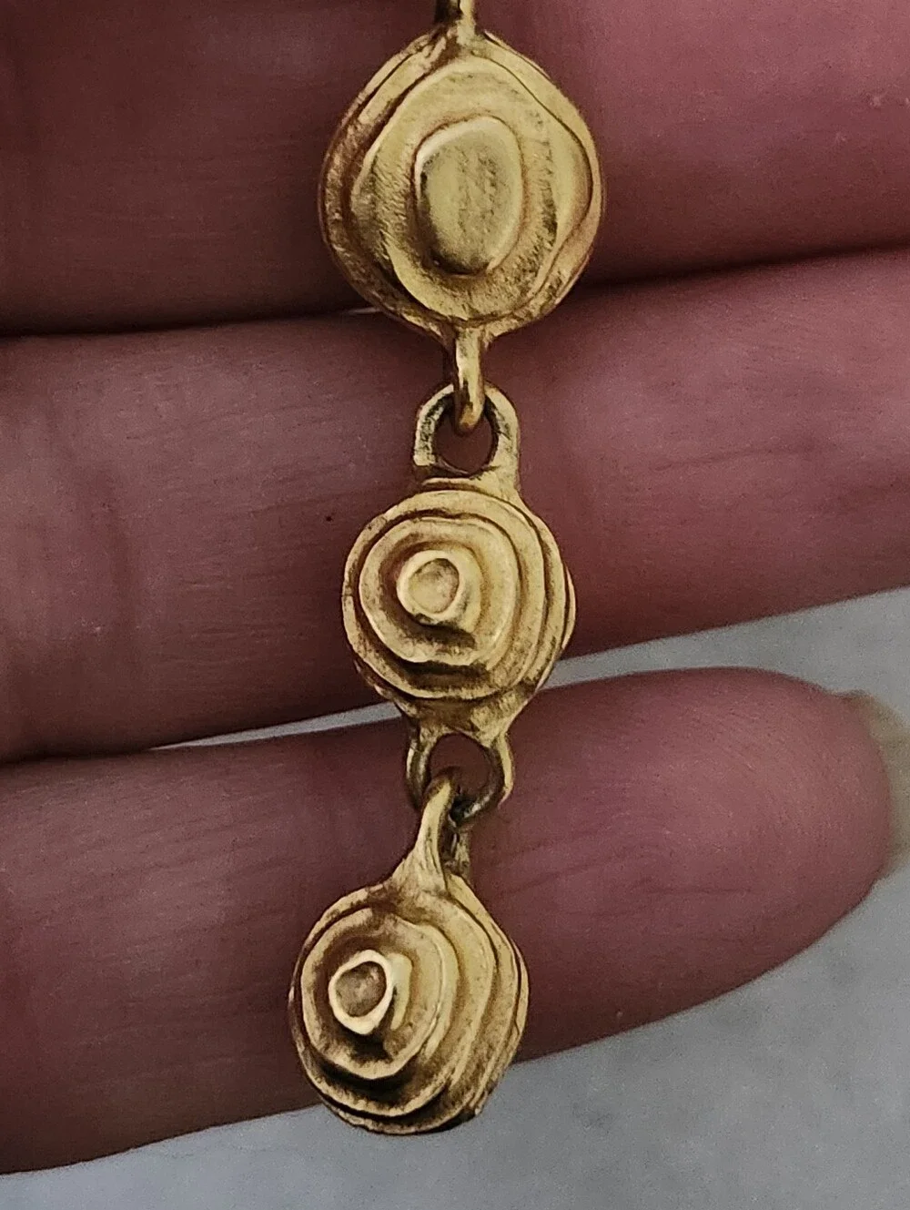 Signed Givenchy Brutalist Runway Long Dangle Drop Gold Tone Textured Earrings